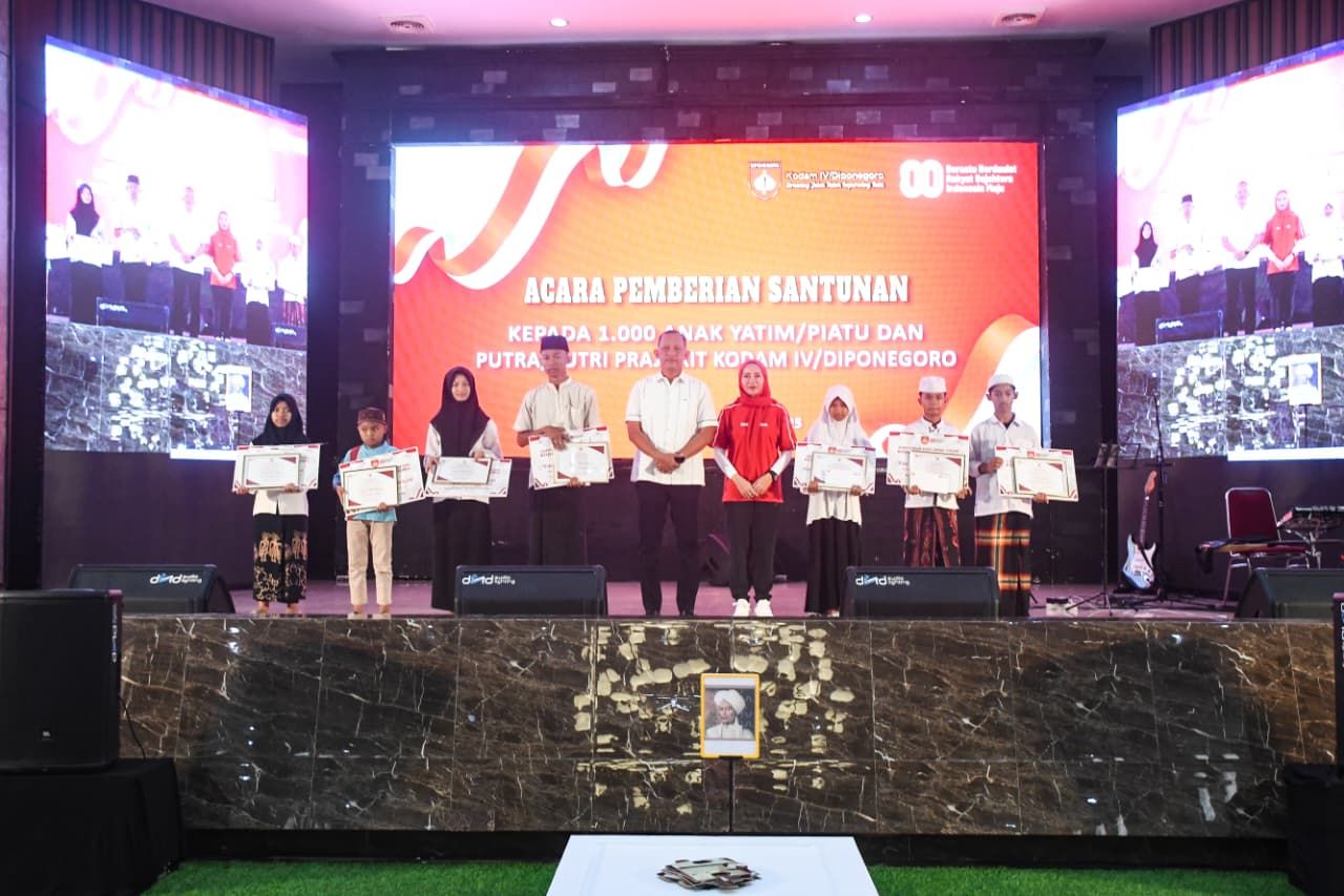 Pangdam IV/Diponegoro Santuni 1.000 Anak Yatim Piatu dan Putra Putri Prajurit di HUT ke-80 RI